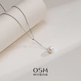 OSM Teardrop White Pearl Necklace 10–11mm, S925 Silver