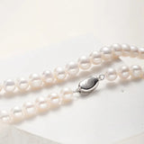 OSM White Pearl Necklace – 8–9mm Near-Circular, Silvery White