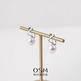 OSM Round Silvery White Earrings 10–11mm – S925 Silver