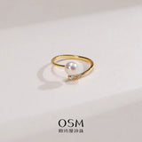OSM Dome-Shaped Adjustable Ring 6–7mm – Gold Tone S925 Silver