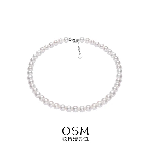 OSM  Pearl Necklace 9–10 mm with S925 Sterling Silver Clasp