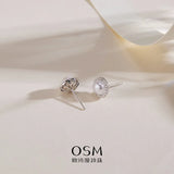 OSM Set of 4 Flat Round Silvery White Earrings 6–9mm S925 Silver