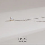 OSM Teardrop White Pearl Necklace 10–11mm, S925 Silver