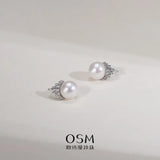 OSM Round Silvery Earrings 11–12mm – 925 Silver with Cubic Zirconia