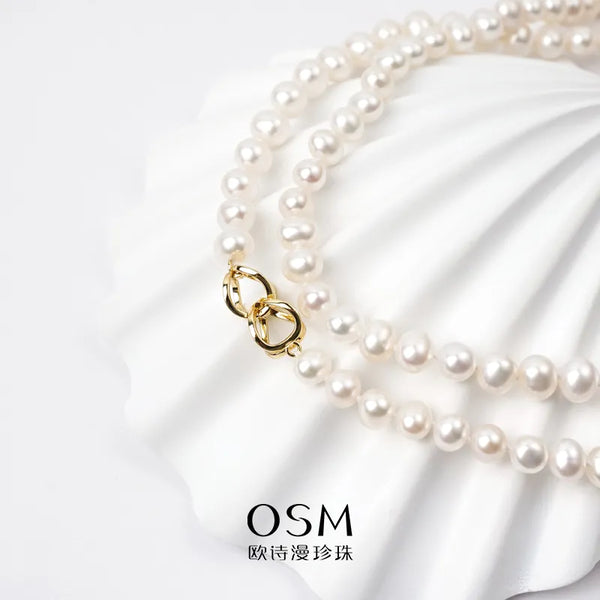 OSM Pearl Necklace 7–8 mm, 120 cm with Gold Alloy Clasp