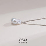 OSM White Pearl Necklace 13–15mm Irregular, S925 Silver