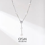 OSM White Pearl Necklace 5–8mm Mixed Shape, S925 Silver