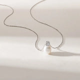 OSM Teardrop White Pearl Necklace 8–9mm, S925 Silver