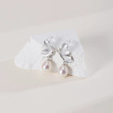 OSM Oval Silvery White Earrings 7–8mm – S925 Silver