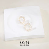 OSM Near-Circle Silvery White Earrings 5–6mm – S925 Silver