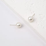 OSM White Seedless Pearl Earrings 8–9mm Round, S925 Silver
