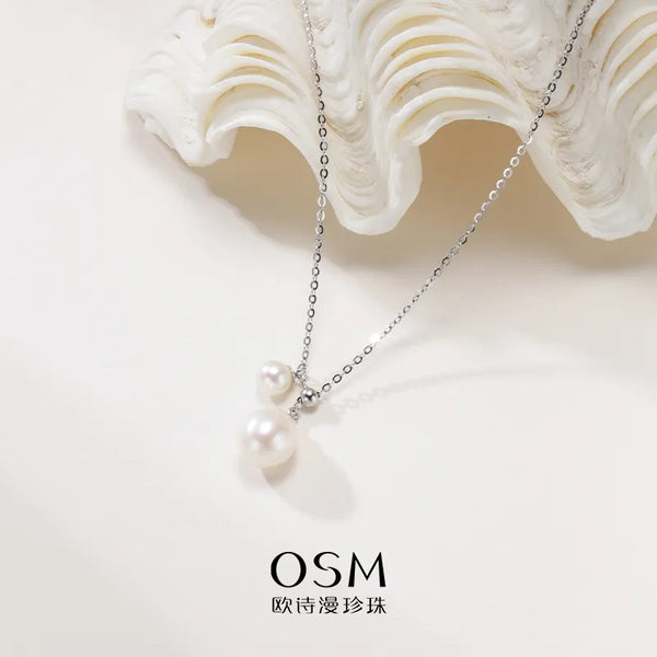 OSM Pearl Necklace 5–9 mm Oval (Teardrop) 925 Silver