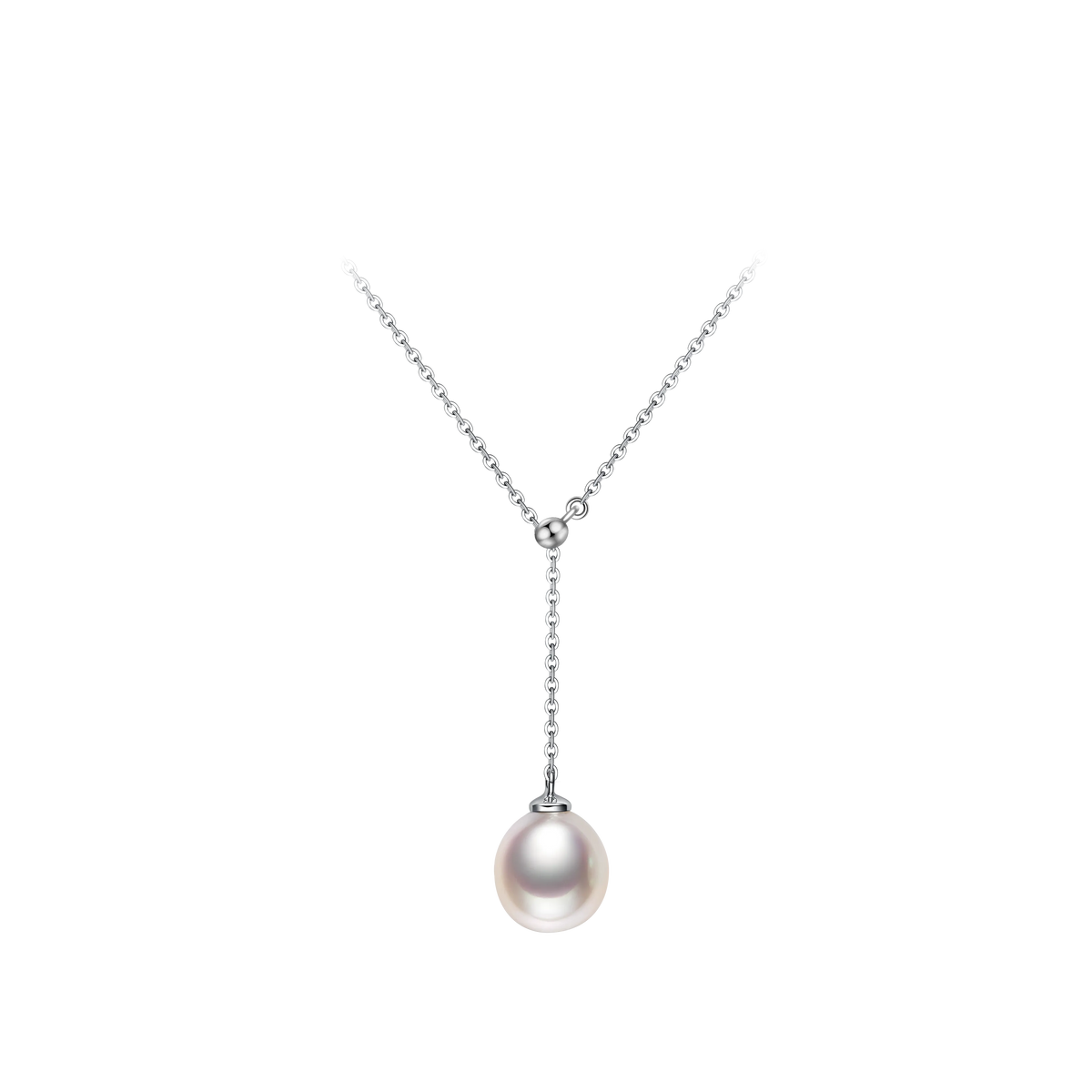 OSM Teardrop White Pearl Necklace 10–11mm, S925 Silver