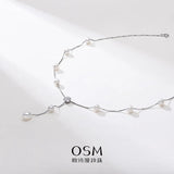 OSM White Pearl Necklace 5–8mm Mixed Shape, S925 Silver