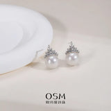 OSM Round Silvery Earrings 11–12mm – 925 Silver with Cubic Zirconia