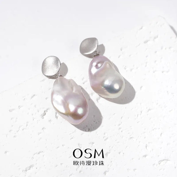 OSM Pearl Earrings 13–15mm White, S925 Silver