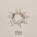 OSM Multicolor Flat Round Earrings 5–9mm – Silvery White, S925 Silver