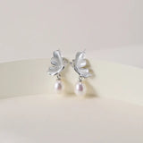 OSM Oval Silvery White Earrings 7–8mm – S925 Silver