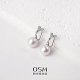 OSM Round Silvery White Earrings 10–11mm – S925 Silver