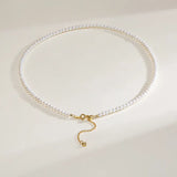 OSM White Pearl Necklace 3–4mm Nearly Round, S925 Silver