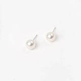 OSM White Seedless Pearl Earrings 8–9mm Round, S925 Silver