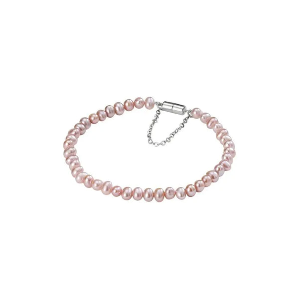 OSM Silvery Pearl Bracelet with Purple Accent & S925 Silver Clasp