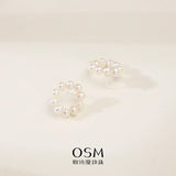 OSM Near-Circle Silvery White Earrings 5–6mm – S925 Silver