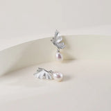 OSM Oval Silvery White Earrings 7–8mm – S925 Silver
