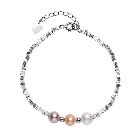 OSM S925 Sterling Silver Pearl Bracelet 3 Pearl Colors