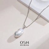 OSM White Pearl Necklace 13–15mm Irregular, S925 Silver