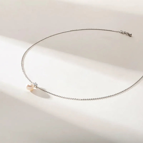 OSM Teardrop White Pearl Necklace 8–9mm, S925 Silver