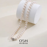 OSM White Pearl Necklace 7–8mm Near-Circular 9K Gold
