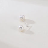 OSM Flat Round Silvery White Earrings 7–8mm S925 Silver