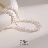OSM White Pearl Necklace – 8–9mm Near-Round, S925 Sterling Silver Clasp