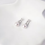 OSM Round Silvery White Earrings 10–11mm – S925 Silver