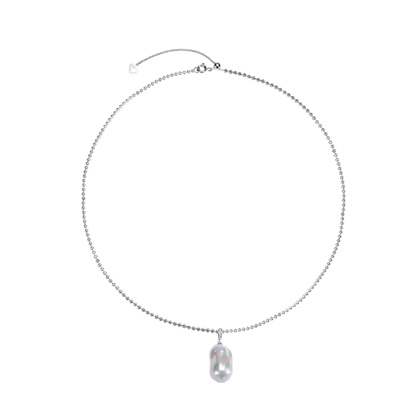 OSM White Pearl Necklace 13–15mm Irregular, S925 Silver