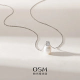 OSM Teardrop White Pearl Necklace 8–9mm, S925 Silver