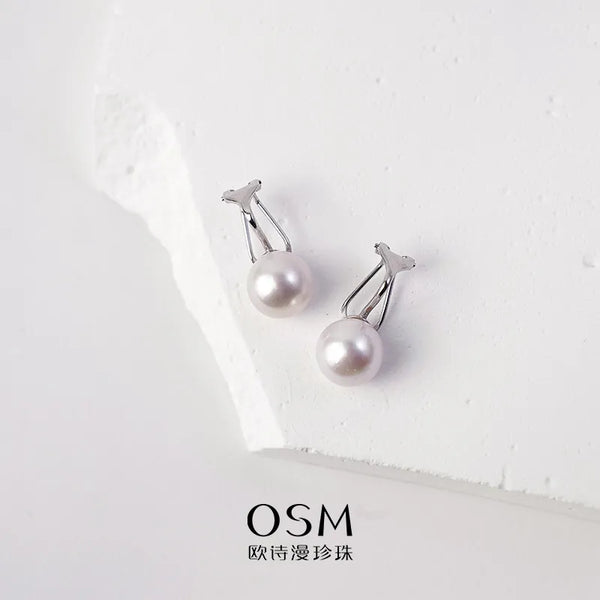 OSM Round Silvery White Earrings 10–11mm – S925 Silver