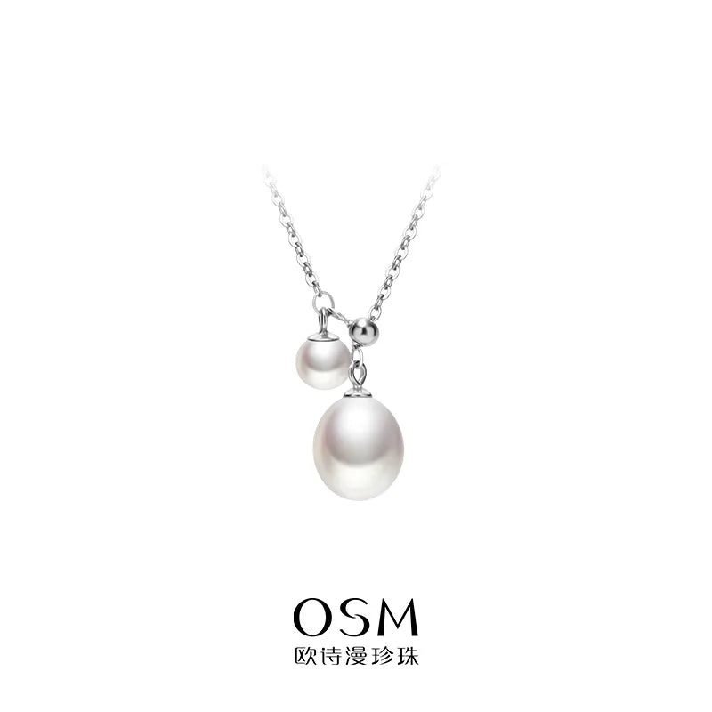 OSM Pearl Necklace 5–9 mm Oval (Teardrop) 925 Silver
