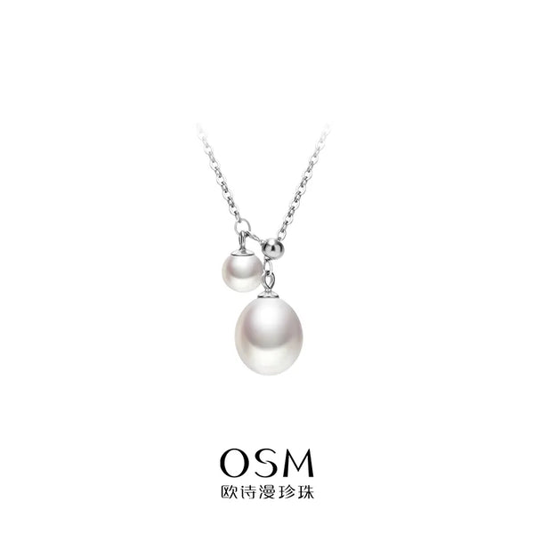 OSM Pearl Necklace 5–9 mm Oval (Teardrop) 925 Silver