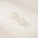 OSM Near-Circle Silvery White Earrings 5–6mm – S925 Silver