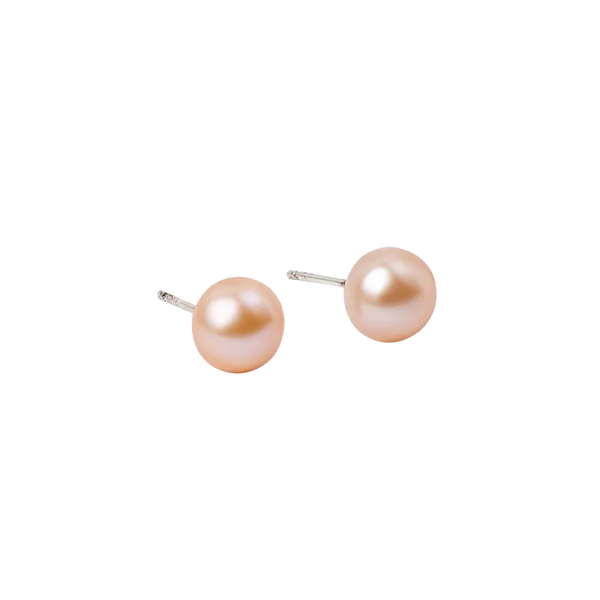 OSM Pink Pearl Earrings (7–8 mm) in Sterling Silver