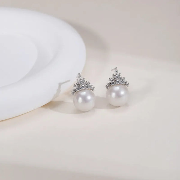 OSM Round Silvery Earrings 11–12mm – 925 Silver with Cubic Zirconia