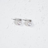 OSM Round Silvery White Earrings 8–9mm – S925 Silver
