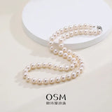 OSM White Pearl Necklace 7–8mm Near-Circular 9K Gold