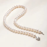 OSM White Pearl Necklace – 8–9mm Near-Circular, Silvery White