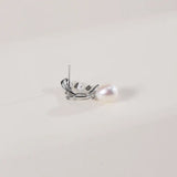 OSM Oval Silvery White Earrings 7–8mm – S925 Silver