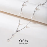OSM White Pearl Necklace 5–8mm Mixed Shape, S925 Silver