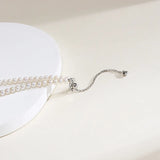 OSM White Pearl Necklace 3–4mm Nearly Round, S925 Silver