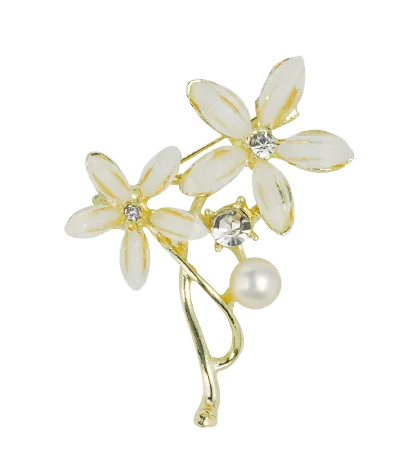 OSM Pearl Brooch 6–7 mm Flat Round Gold Accents